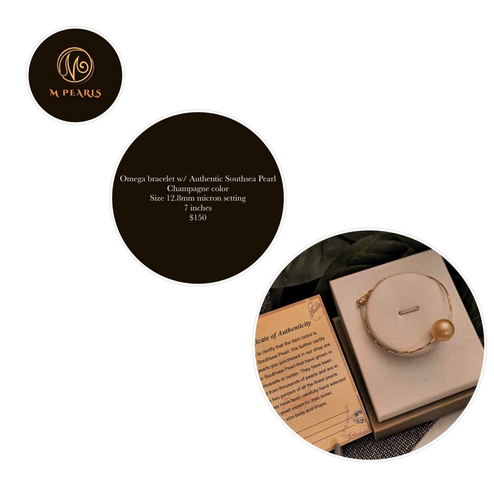 Pearl Champagne Omega Bracelet with Authentic Southsea Pearl